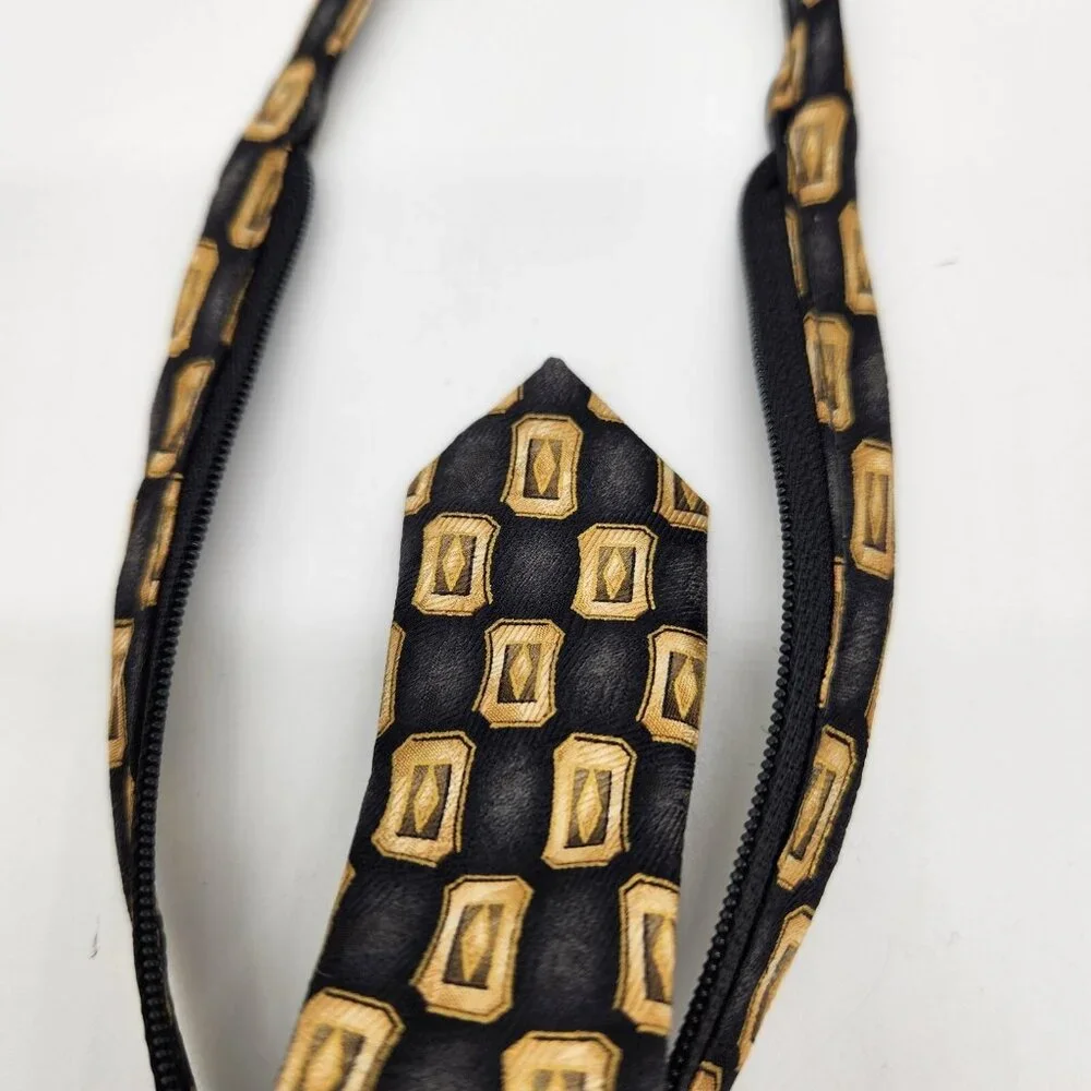 Jacob Roberts Nordstrom Zipper Tie Pre-Tied Necktie Adjustable‎ Geometric EUC